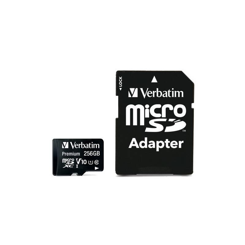 Paměťová karta Verbatim Premium microSDXC 256GB UHS-I V10 U1 adaptér, Paměťová, karta, Verbatim, Premium, microSDXC, 256GB, UHS-I, V10, U1, adaptér