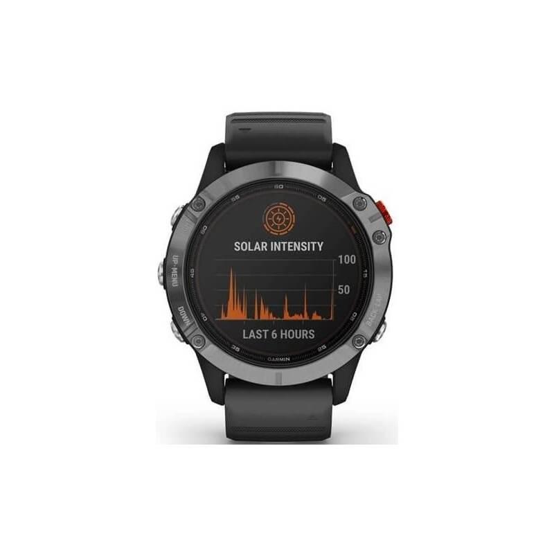 GPS hodinky Garmin fenix6 Solar - Silver Black Band