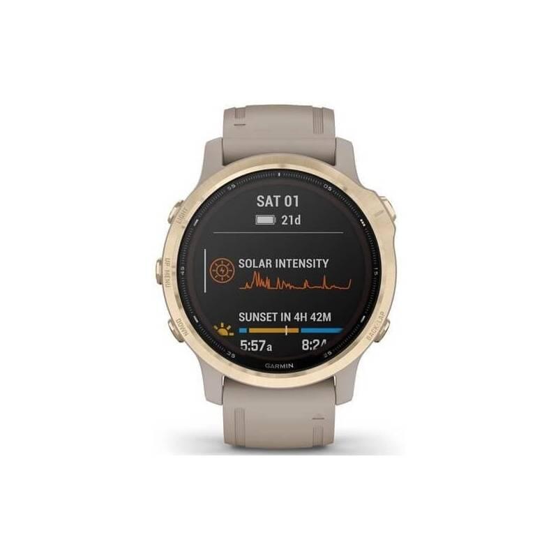 GPS hodinky Garmin fenix6S PRO Solar - Light Gold Sand Band