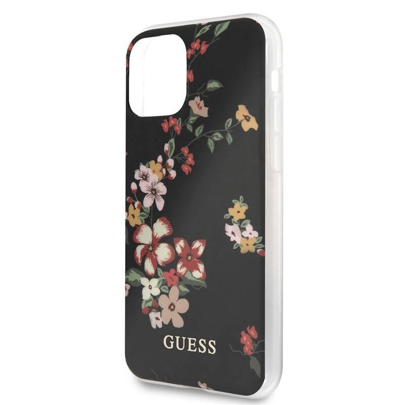 Kryt na mobil Guess Flower Shiny N.4 na Apple iPhone 11 černý