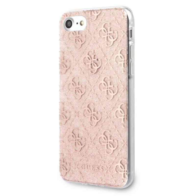 Kryt na mobil Guess Glitter 4G Peony na Apple iPhone 8 SE růžový
