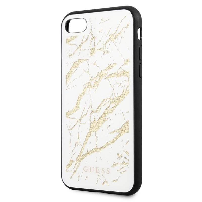 Kryt na mobil Guess Glitter Marble na Apple iPhone 8 SE bílý zlatý