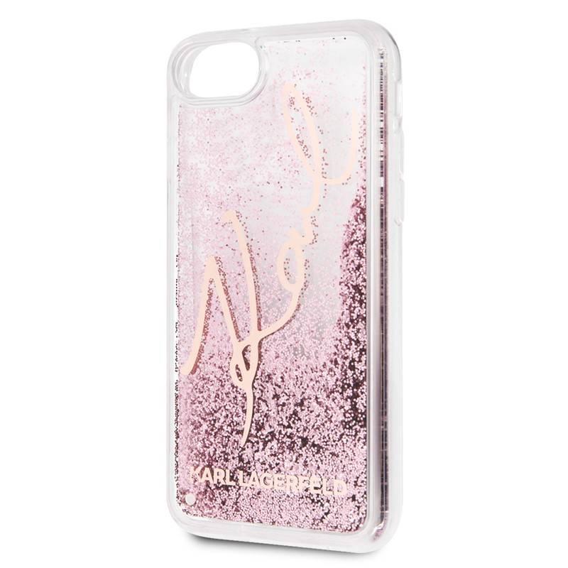 Kryt na mobil Karl Lagerfeld Signature Glitter na Apple iPhone 8 SE růžový