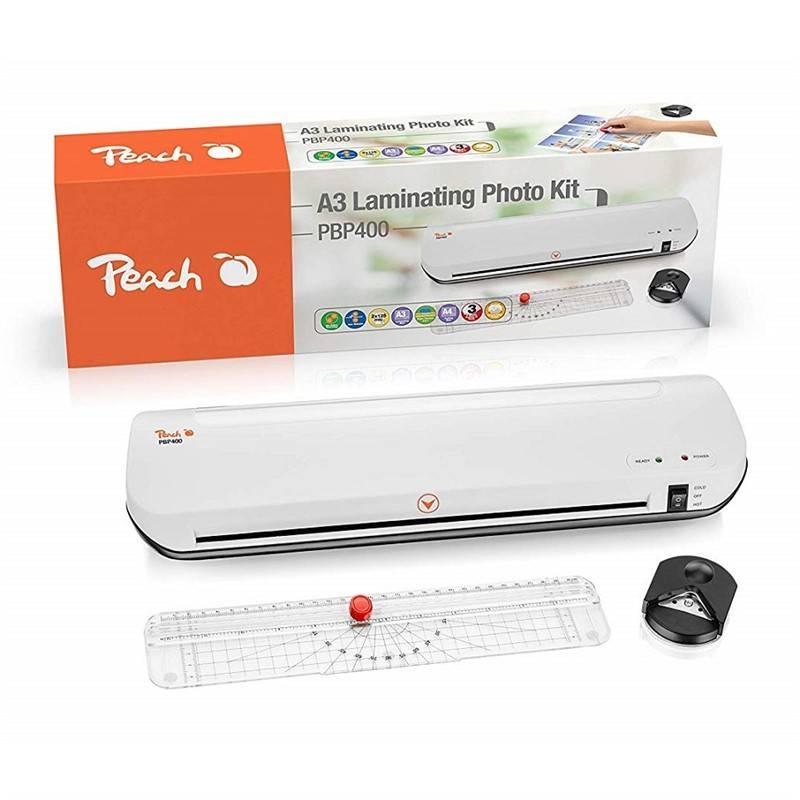 Laminátor Peach 4v1 Laminating Kit PBP400, set laminátor, řezačka, zastřihovač rožků