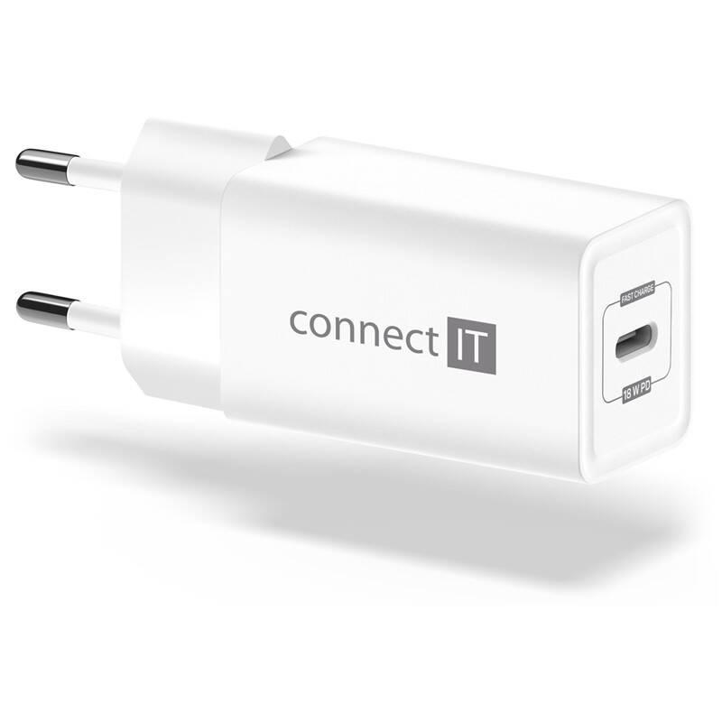 Nabíječka do sítě Connect IT 1x USB-C PD, 18W bílá