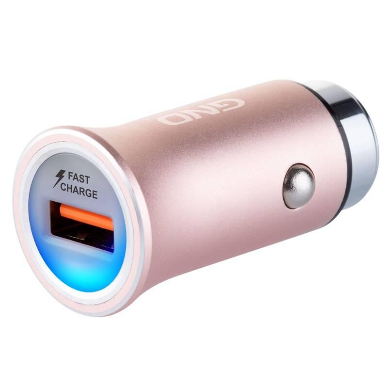 Adaptér do auta GND 1x USB 3A, Fast charge růžový, Adaptér, do, auta, GND, 1x, USB, 3A, Fast, charge, růžový