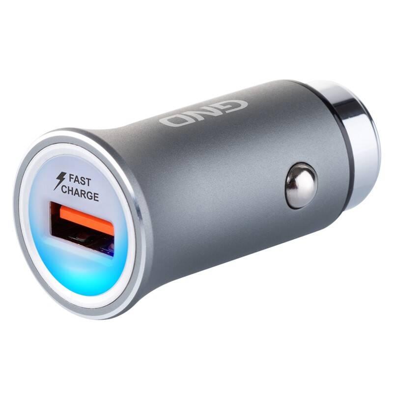 Adaptér do auta GND 1x USB 3A, Fast charge šedý