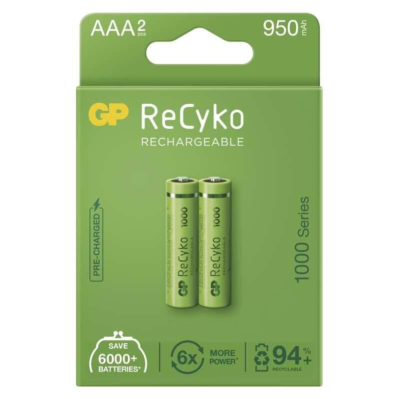Baterie nabíjecí GP ReCyko, HR03, AAA, 950mAh, NiMH, krabička 2ks