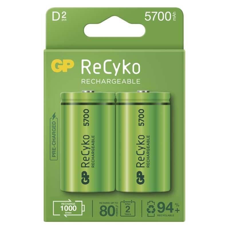 Baterie nabíjecí GP ReCyko, HR20, D, 5700mAh, NiMH, krabička 2ks