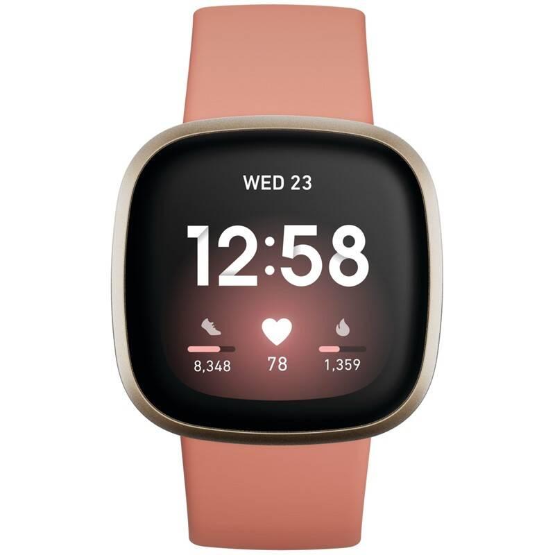 Chytré hodinky Fitbit Versa 3 - Pink Clay Soft Gold Aluminum