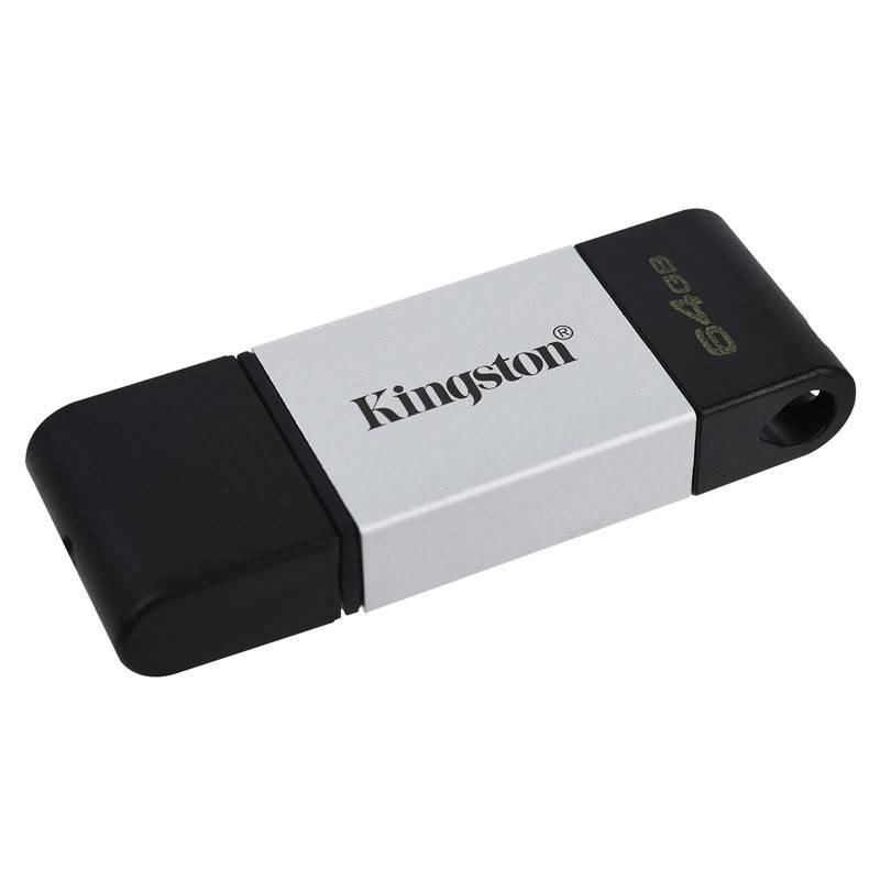 USB Flash Kingston DataTraveler 80 64GB, USB-C černý stříbrný