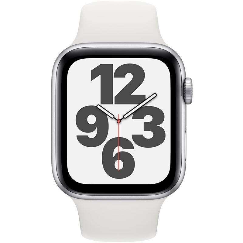 Chytré hodinky Apple Watch SE GPS 40mm pouzdro ze stříbrného hliníku - bílý sportovní náramek