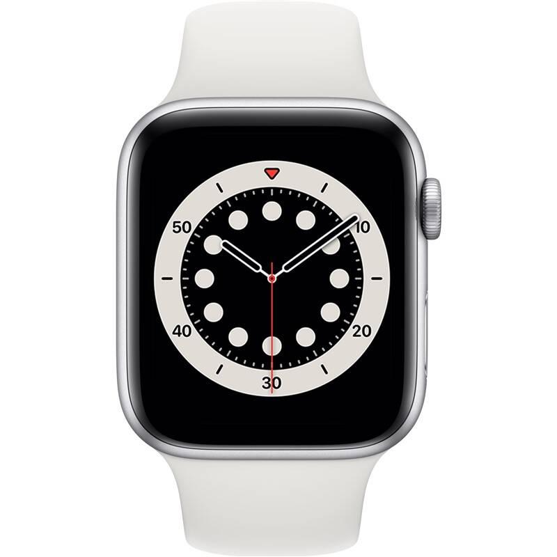 Chytré hodinky Apple Watch Series 6 GPS 44mm pouzdro ze střírbného hliníku - bílý sportovní náramek