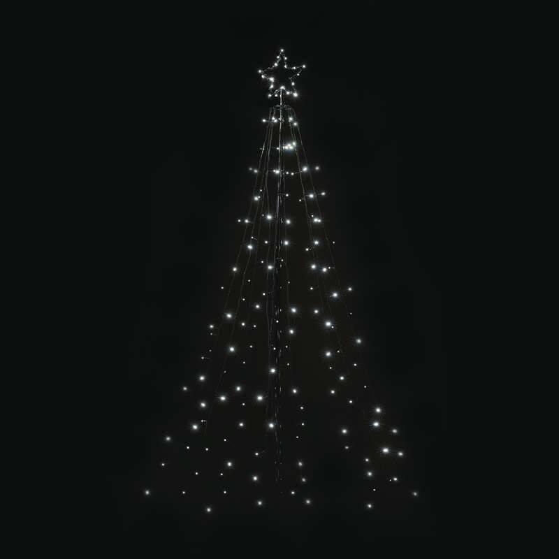 LED dekorace EMOS vánoční kovový strom, 180cm, venkovní, studená bílá, časovač