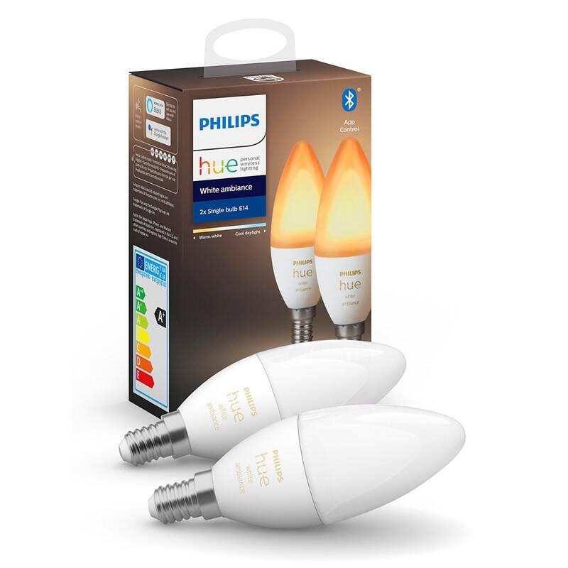 Žárovka LED Philips Hue Bluetooth, 6W, E14, White Ambiance, 2ks