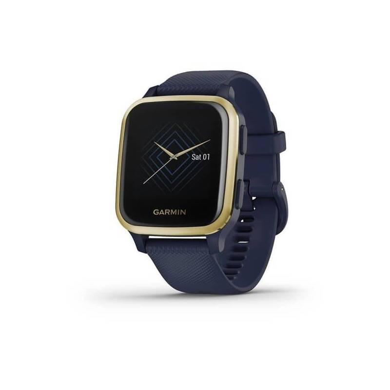 GPS hodinky Garmin Venu Sq Music - Light Gold Blue Band
