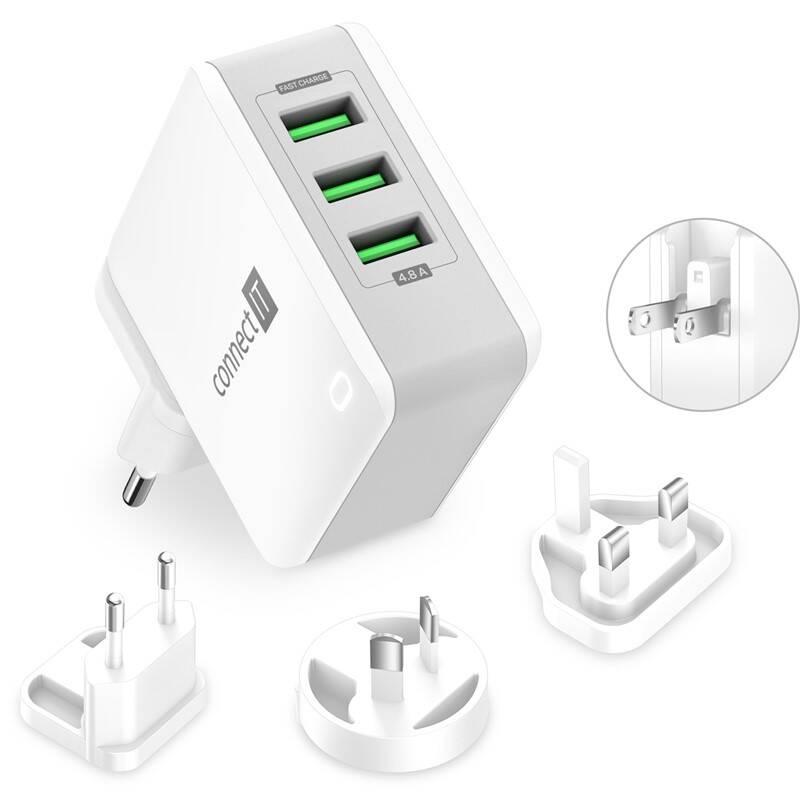 Nabíječka do sítě Connect IT Nomad2 WorldTravel, 3x USB, 24W bílá, Nabíječka, do, sítě, Connect, IT, Nomad2, WorldTravel, 3x, USB, 24W, bílá