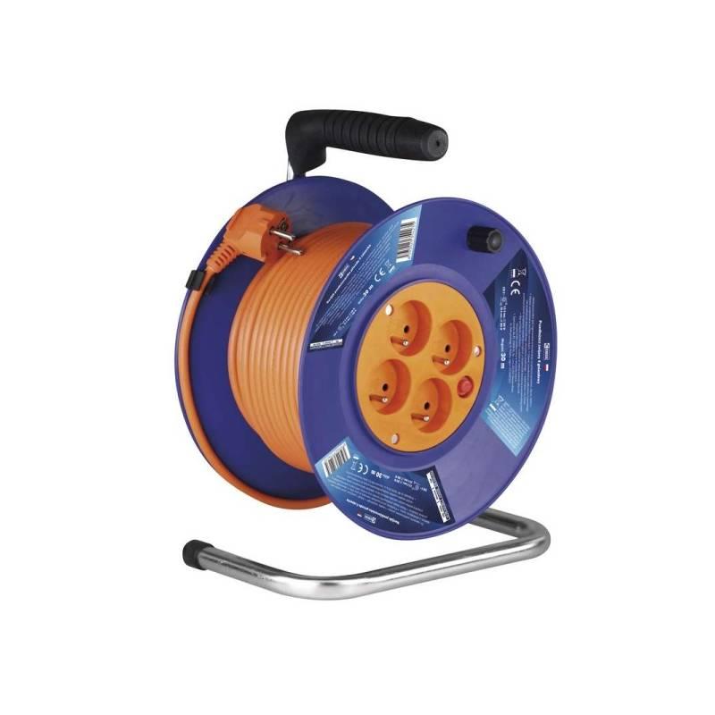 Kabel prodlužovací na bubnu EMOS 4x zásuvka, 30m oranžový