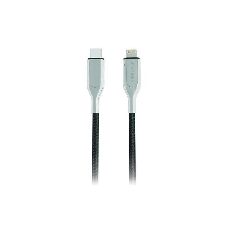 Kabel Forever USB-C Lightning, MFi, 1,5 m černý, Kabel, Forever, USB-C, Lightning, MFi, 1,5, m, černý