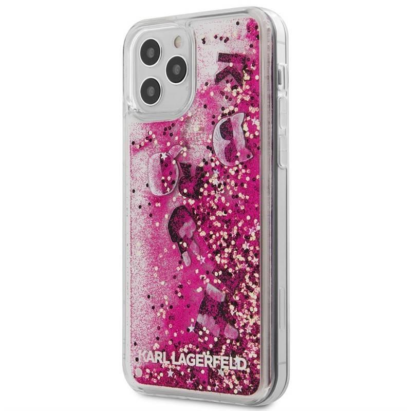 Kryt na mobil Karl Lagerfeld Liquid Glitter Charms na Apple iPhone 12 12 Pro růžový
