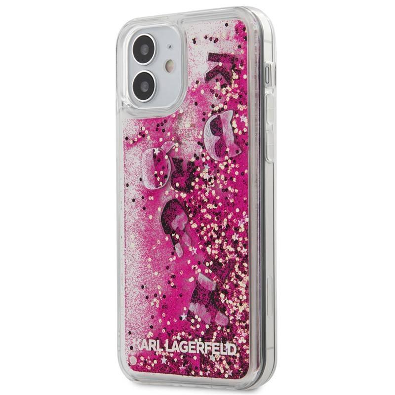 Kryt na mobil Karl Lagerfeld Liquid Glitter Charms na Apple iPhone 12 mini růžový