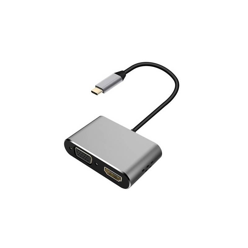 Redukce PLATINET USB-C HDMI, VGA šedá