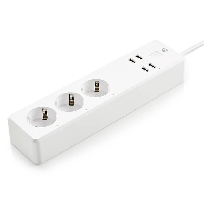 Kabel prodlužovací Nedis SmartLife 3x zásuvka, 4x USB, Wi-Fi bílý