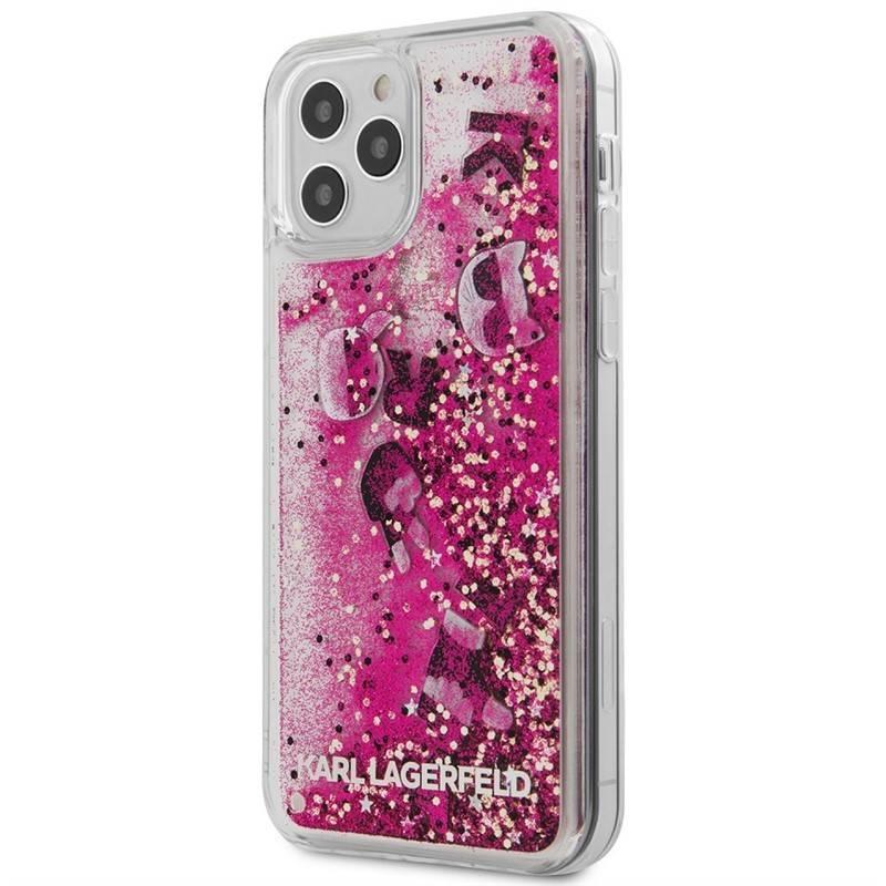 Kryt na mobil Karl Lagerfeld Liquid Glitter Charms na Apple iPhone 12 Pro Max růžový