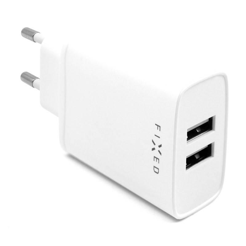 Nabíječka do sítě FIXED 2xUSB, 15W Smart Rapid Charge bílá