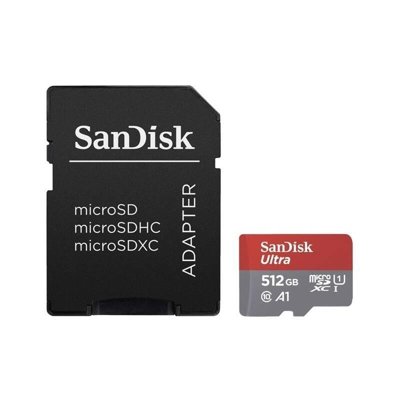 Paměťová karta Sandisk Micro SDXC Ultra Android 512GB UHS-I U1 adapter, Paměťová, karta, Sandisk, Micro, SDXC, Ultra, Android, 512GB, UHS-I, U1, adapter