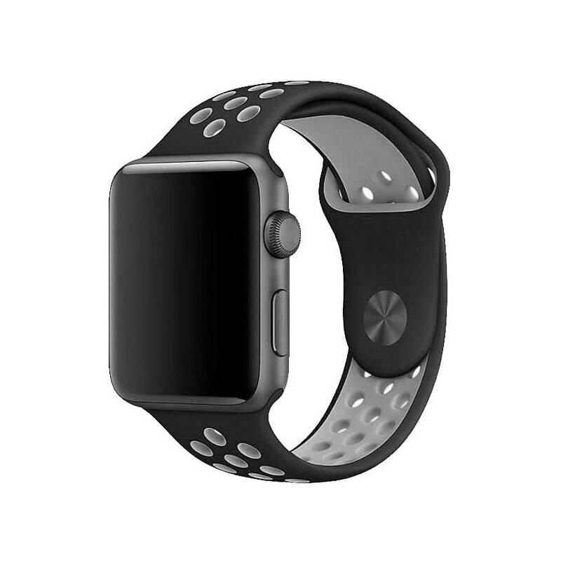 Řemínek COTEetCI na Apple Watch 38 40mm, sportovní, děrovaný černý šedý