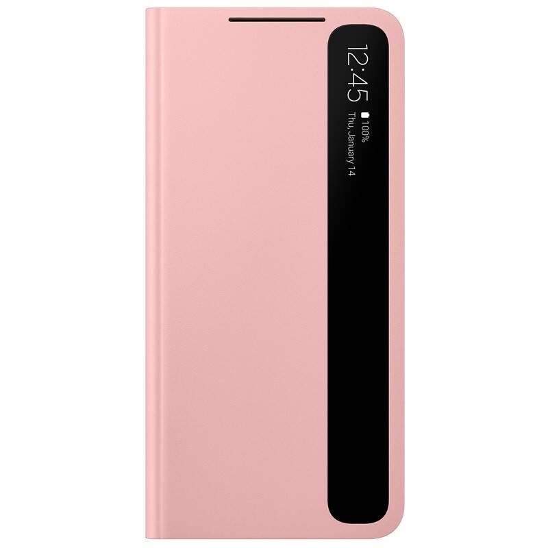 Pouzdro na mobil flipové Samsung Clear View na Galaxy S21 růžové