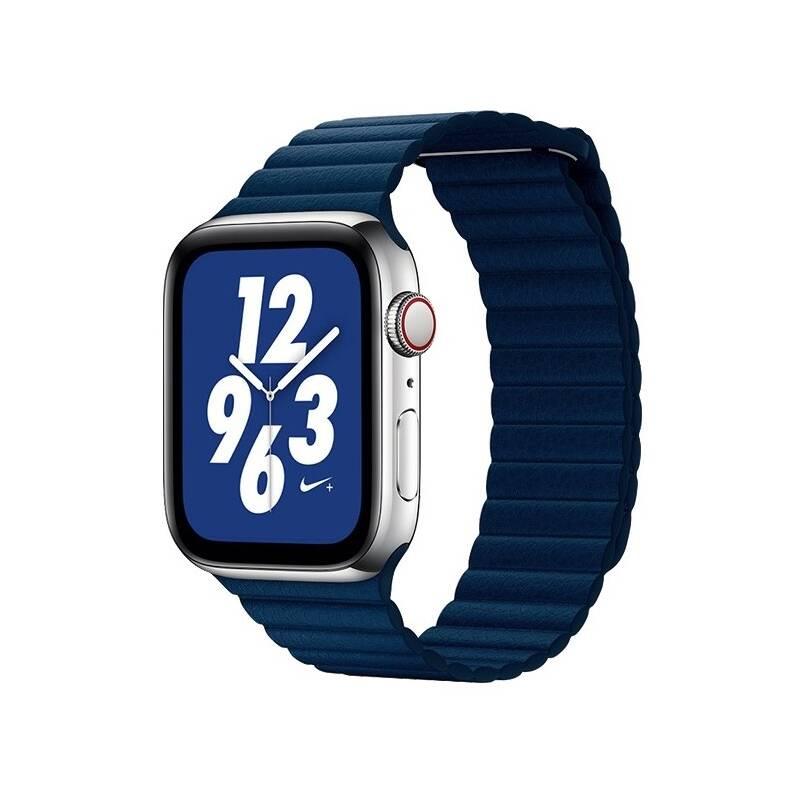 Řemínek COTEetCI Loop Band na Apple Watch 38 40mm, kožený, magnetický modrý