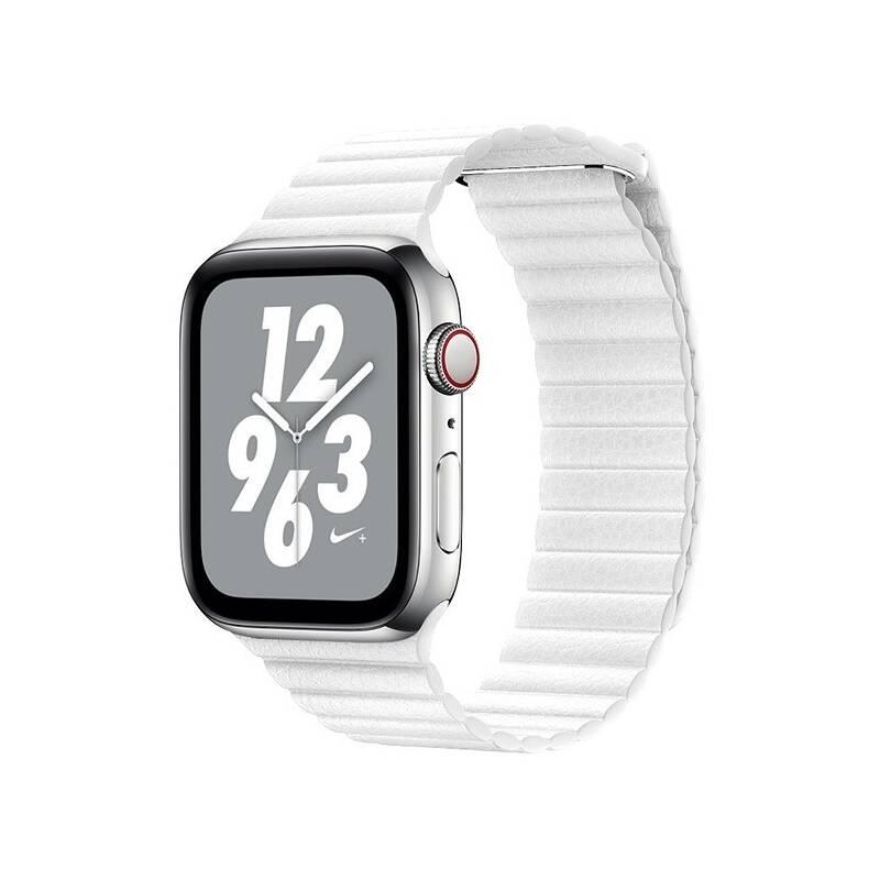 Řemínek COTEetCI Loop Band na Apple Watch 42 44mm, kožený, magnetický bílý