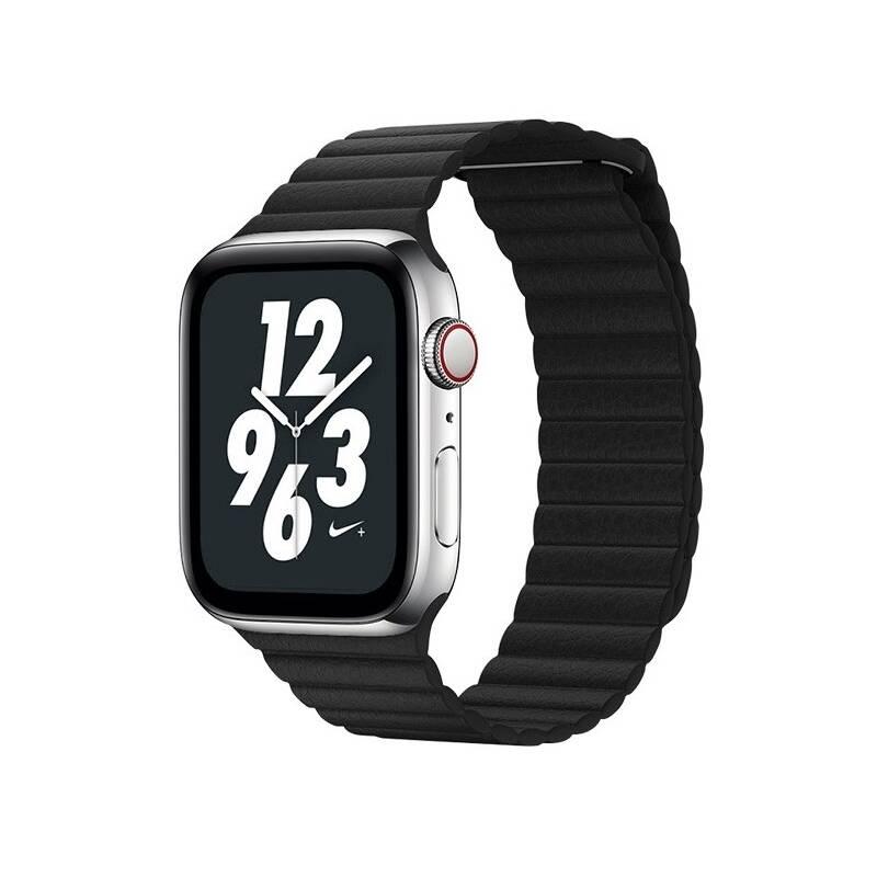 Řemínek COTEetCI Loop Band na Apple Watch 42 44mm, kožený, magnetický černý