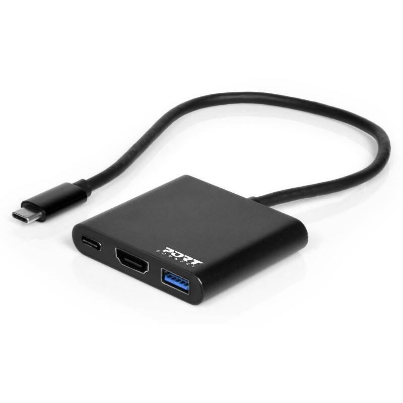 USB Hub PORT CONNECT USB-C HDMI, USB 3.0, USB-C 60W černý