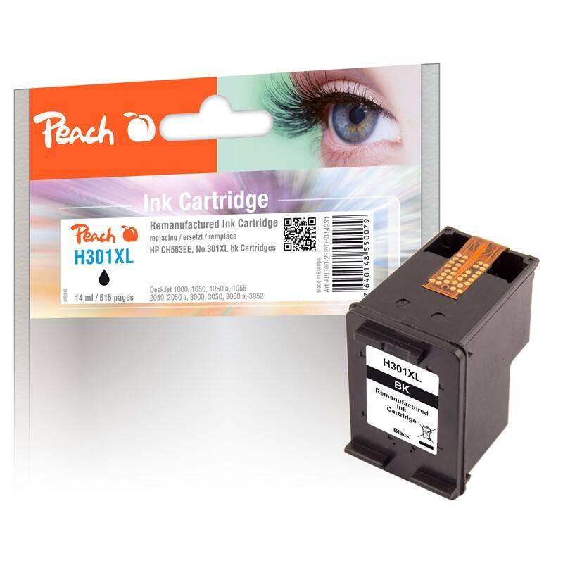 Inkoustová náplň Peach HP No. 301 XL, kompatibilní černá