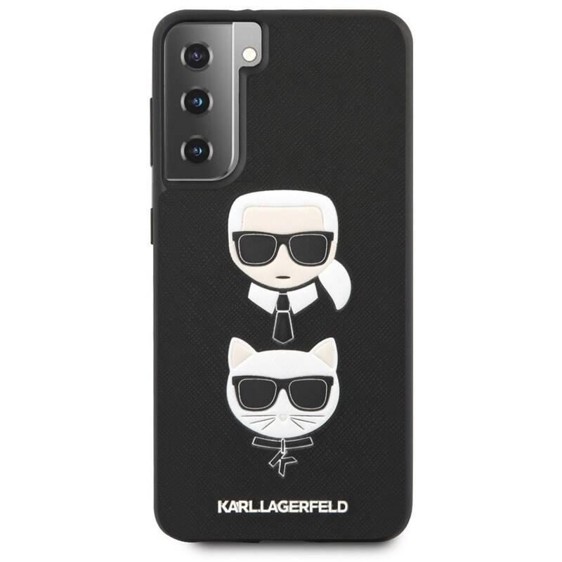 Kryt na mobil Karl Lagerfeld Saffiano K&C Heads na Samsung Galaxy S21 5G černý