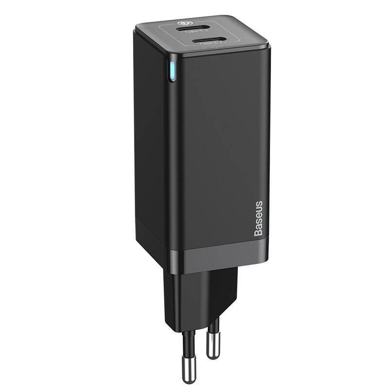 Nabíječka do sítě Baseus GaN2 Quick Charge 45W, 2x USB-C, QC 3.0 60W USB-C kabel 1m černá