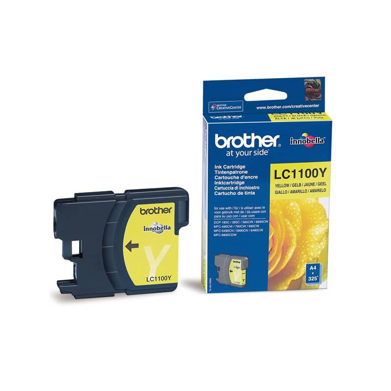 Inkoustová náplň Brother LC-1100Y, 325 stran žlutá, Inkoustová, náplň, Brother, LC-1100Y, 325, stran, žlutá