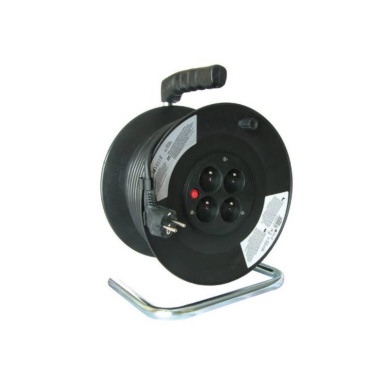 Kabel prodlužovací na bubnu Solight 4 zásuvky, 50m, 3x 1,5mm2 černý