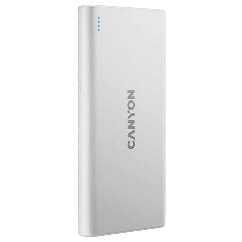 Powerbank Canyon 10000 mAh, Micro USB USB-C bílá