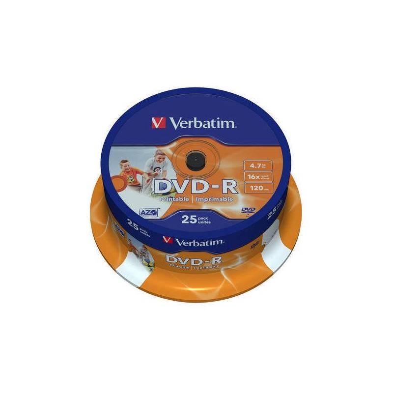 Disk Verbatim Printable DVD-R 4.7GB, 16x, 25cake, Disk, Verbatim, Printable, DVD-R, 4.7GB, 16x, 25cake