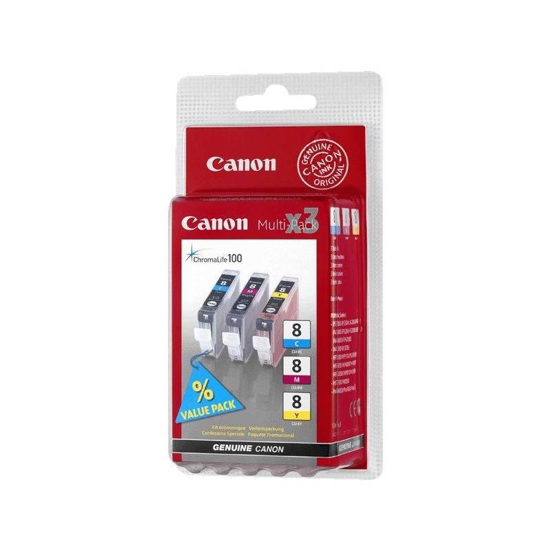 Inkoustová náplň Canon CLI-8 CMY, 420 stran - originální červená modrá žlutá
