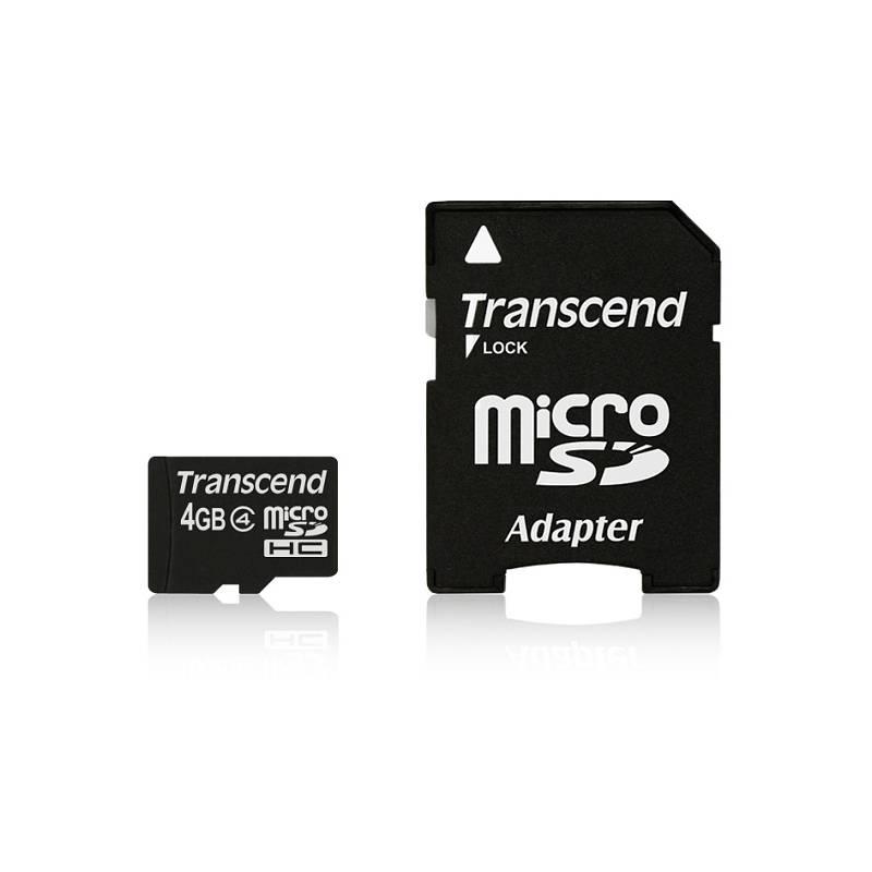 Paměťová karta Transcend MicroSDHC 4GB Class4 adapter černá