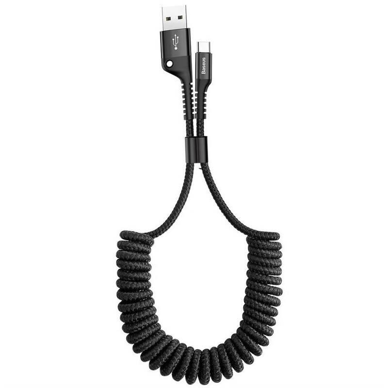 Kabel Baseus Fish-eye Spring USB USB-C, 1m černý