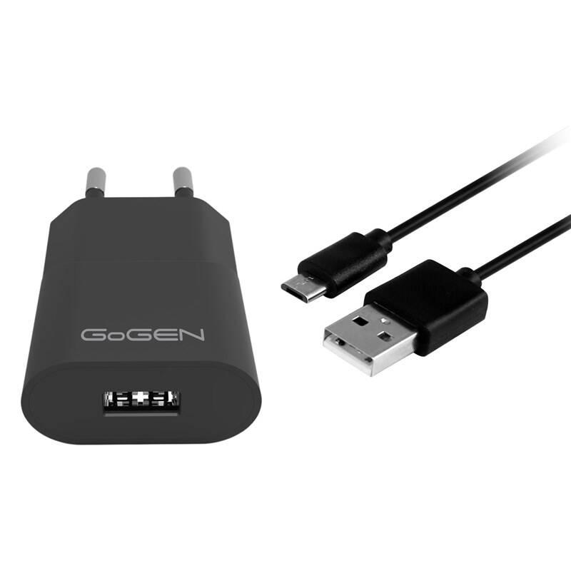 Nabíječka do sítě GoGEN ACH 103 MC,1x USB 1A microUSB kabel 1m černá