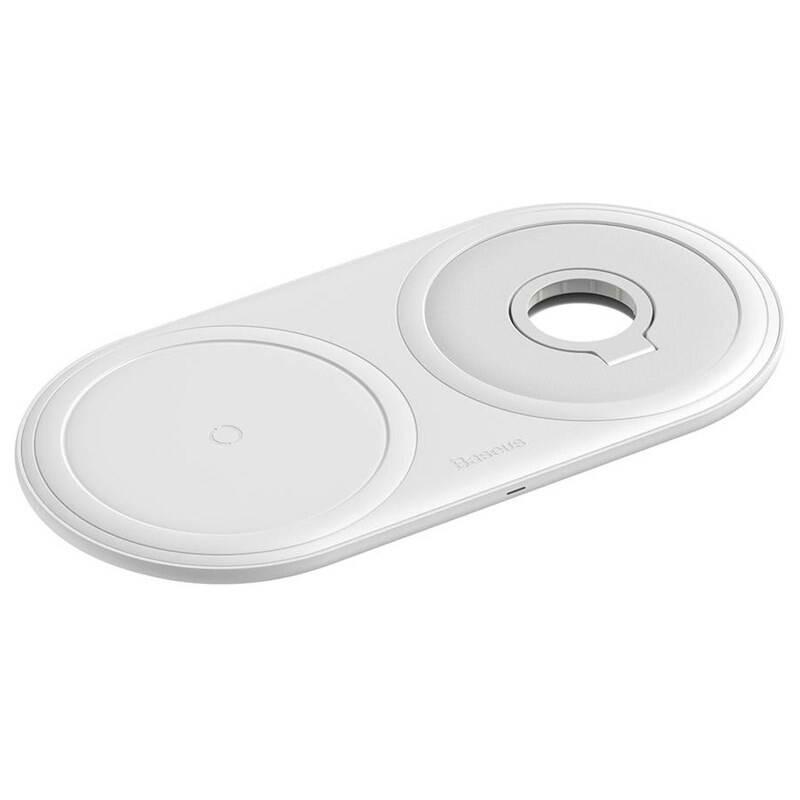 Bezdrátová nabíječka Baseus Planet 2v1 USB adaptér a USB-C kabel 1m bílá