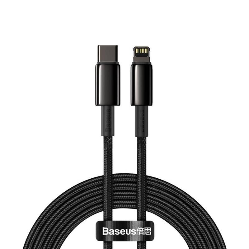 Kabel Baseus Tungsten Gold USB-C Lightning PD 20W 2m černý
