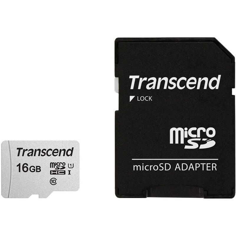 Paměťová karta Transcend 300S microSDHC 16GB UHS-I U1 adapter